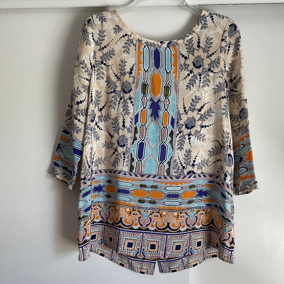 Maeve Anthropologie Sydney Silk Blouse Size 2 Button Down Floral Print Top XS - Picture 10 of 14